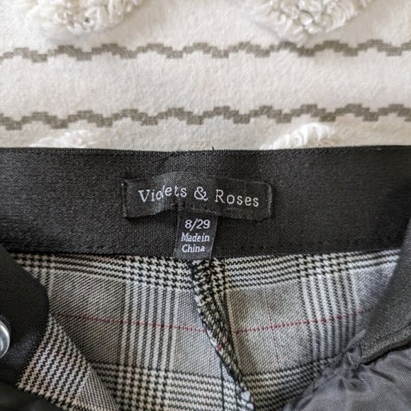 NWT Violets & Roses Slim Straight Plaid Trousers - Size 8 - Picture 4 of 7